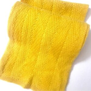 CASHMERE KNIT Scarf with Ribbing at Short Sides, mustard yellow